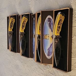 Collectors Wolf Carved Handle Knifes